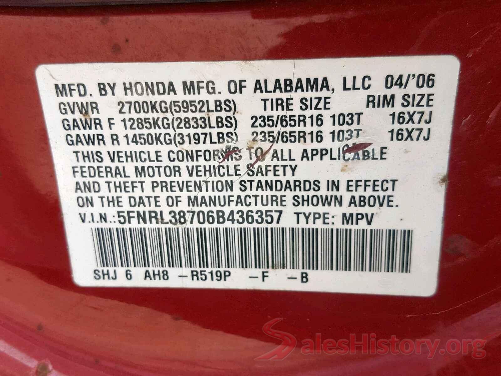 3KPF34ADXKE015724 2006 HONDA ODYSSEY EX