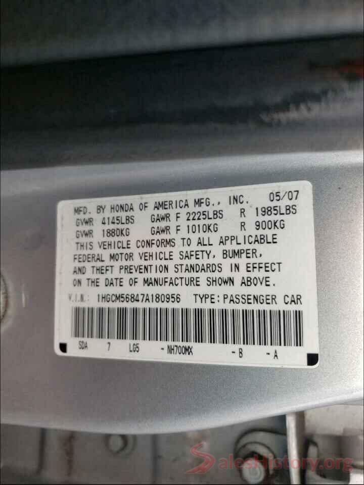 4T1BF1FK1GU212751 2007 HONDA ACCORD