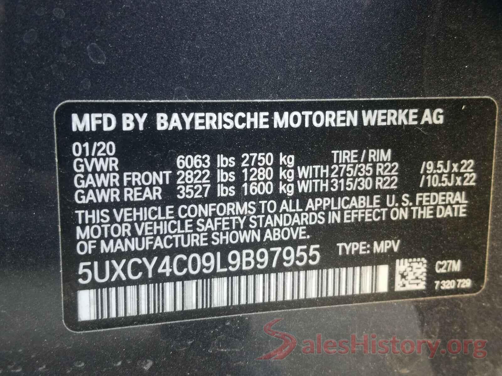 5UXCY4C09L9B97955 2020 BMW X6