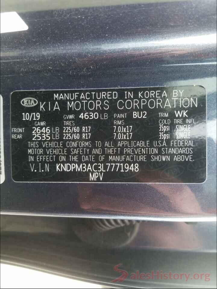 KNDPM3AC3L7771948 2020 KIA SPORTAGE