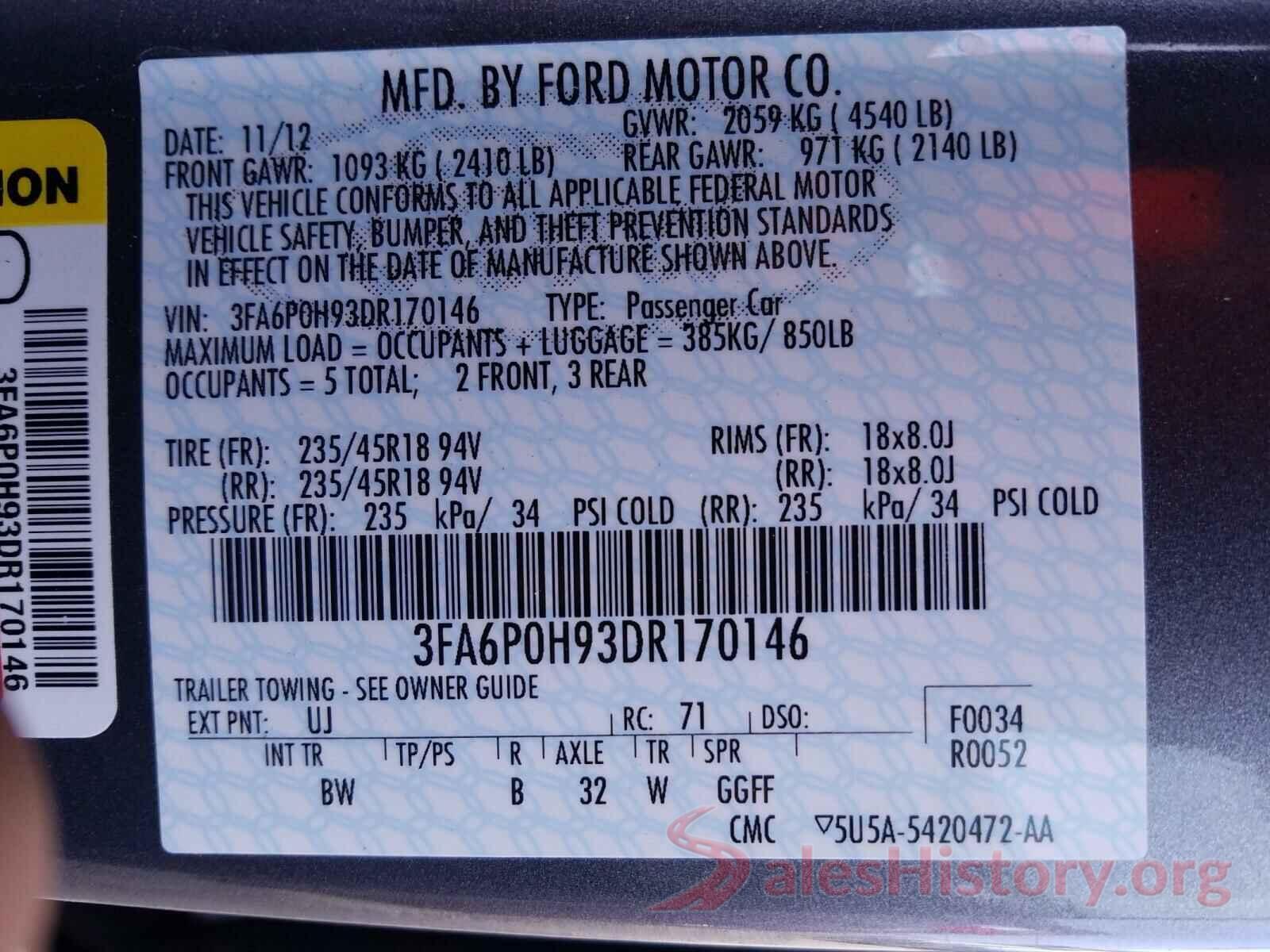 2T2BZMCA3KC171579 2013 FORD FUSION