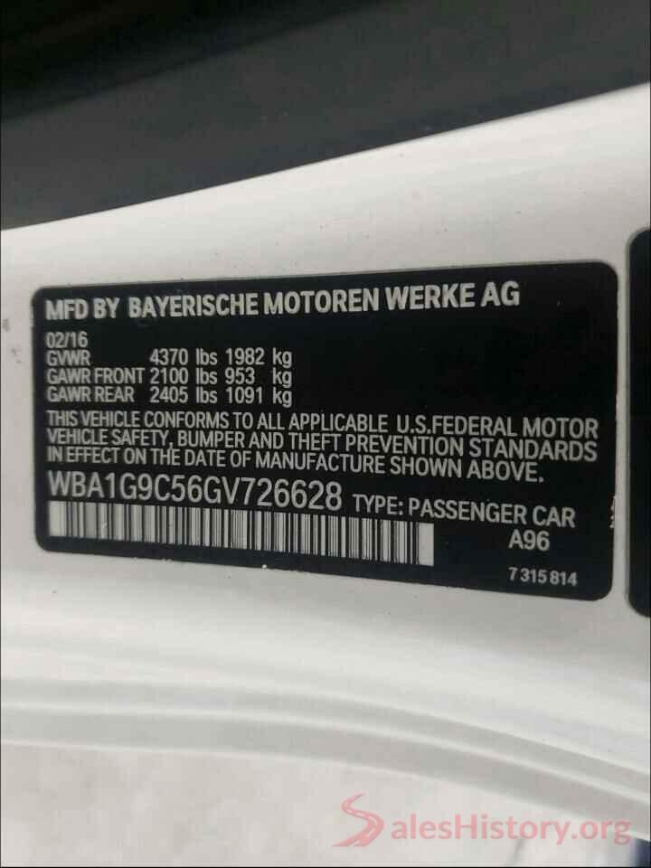 WBA1G9C56GV726628 2016 BMW 2 SERIES