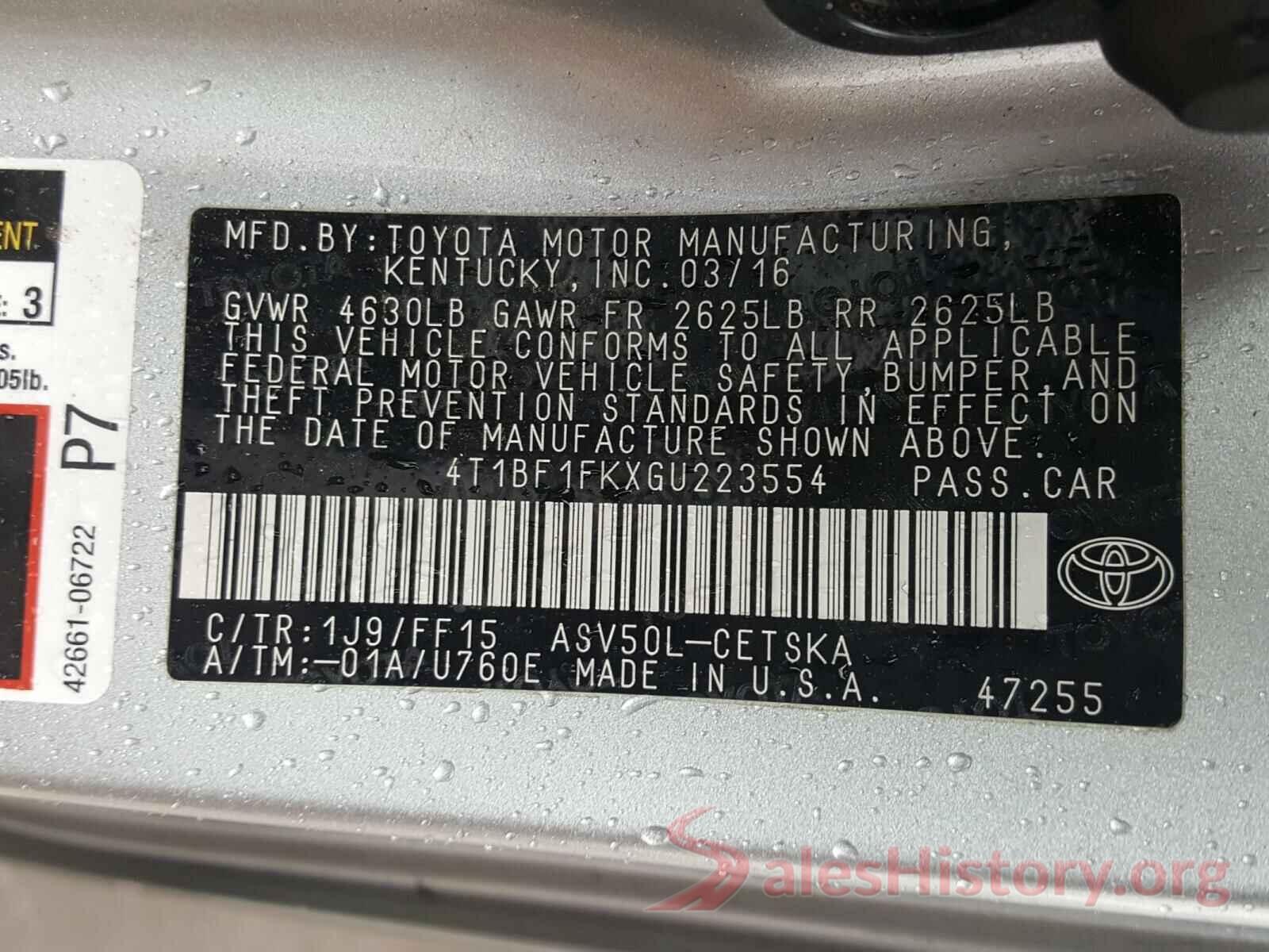 4T1BF1FKXGU223554 2016 TOYOTA CAMRY