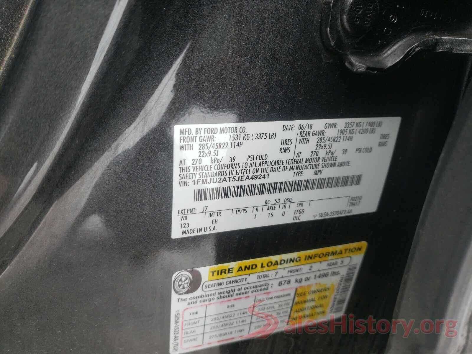 1FMJU2AT5JEA49241 2018 FORD EXPEDITION