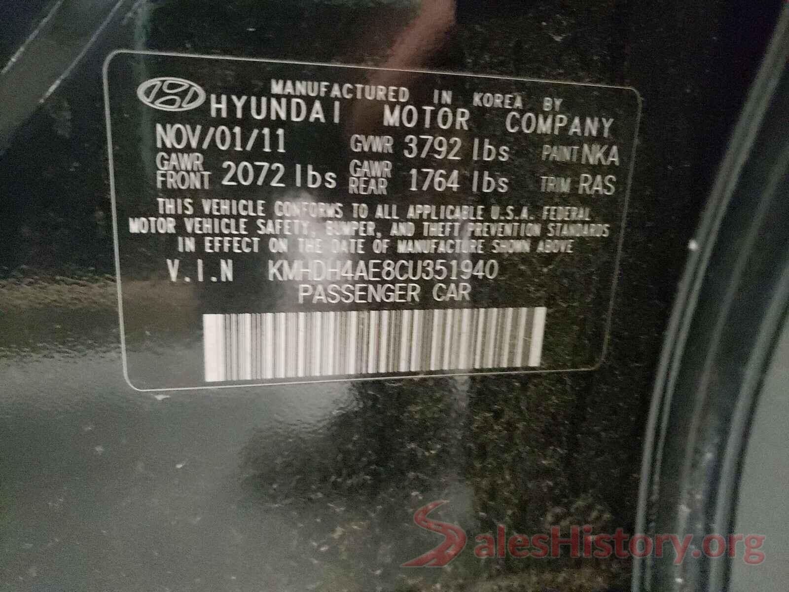 3VV0B7AX9LM166969 2012 HYUNDAI ELANTRA