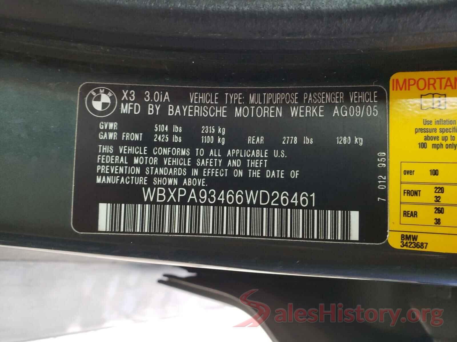 4T1BF1FK9HU755735 2006 BMW X3