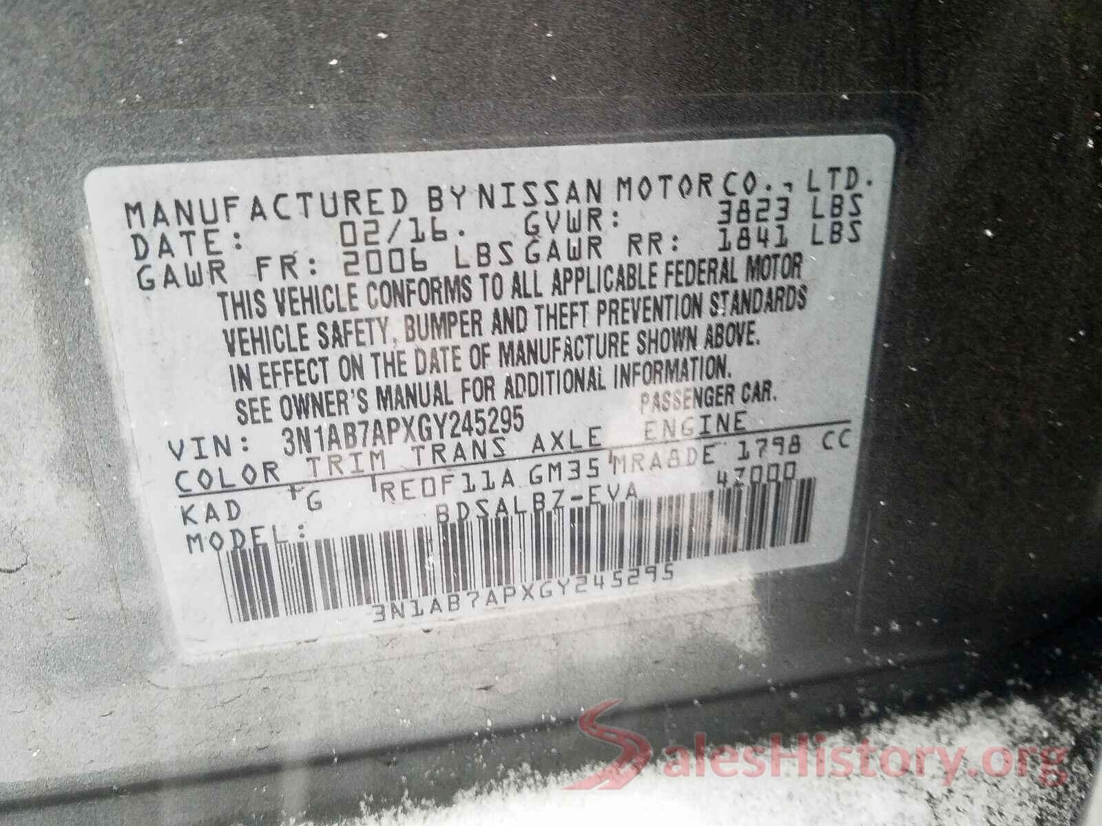 4T1B11HK7KU285465 2016 NISSAN SENTRA