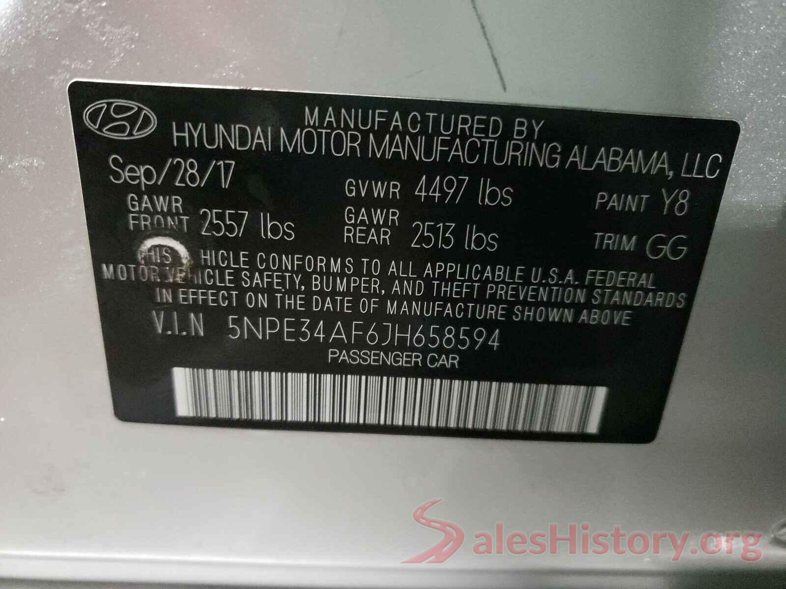 5NPE34AF6JH658594 2018 HYUNDAI SONATA