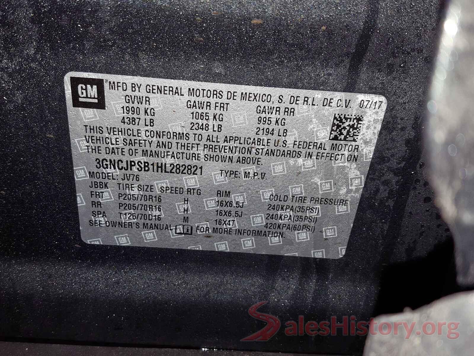 3N1CN7AP6GL916121 2017 CHEVROLET TRAX