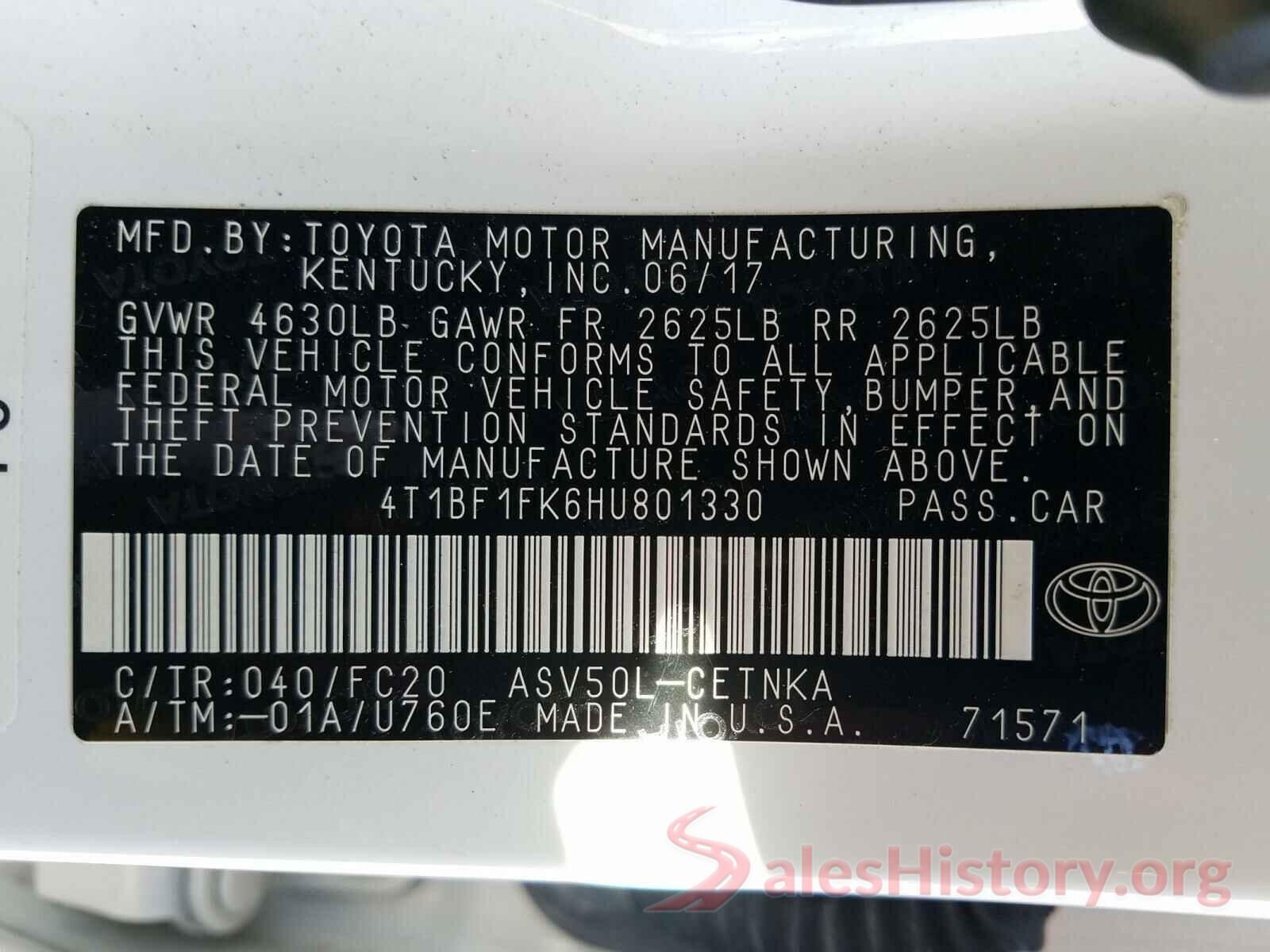 4T1BF1FK6HU801330 2017 TOYOTA CAMRY