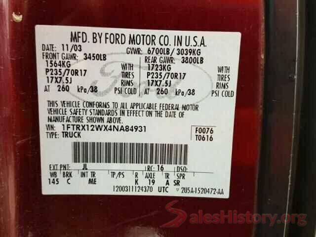 3MYDLBYV7JY320462 2004 FORD F150