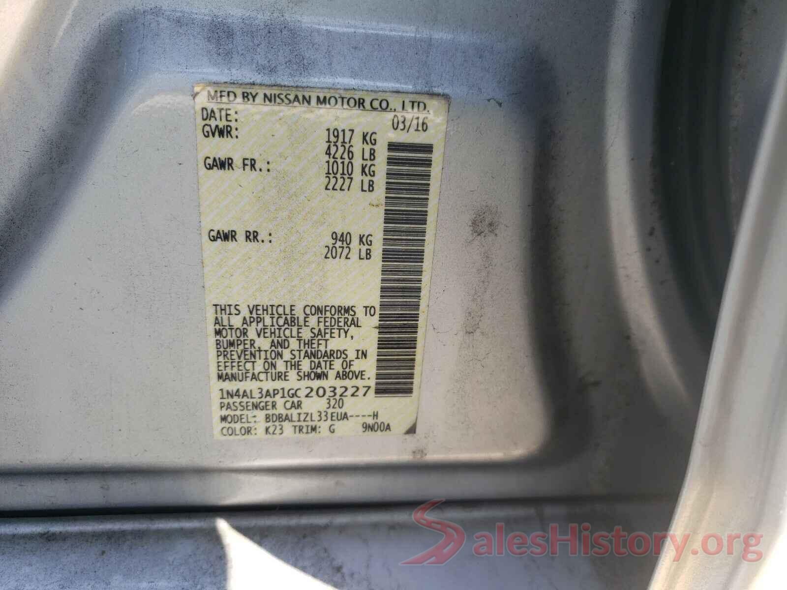 1N4AL3AP1GC203227 2016 NISSAN ALTIMA