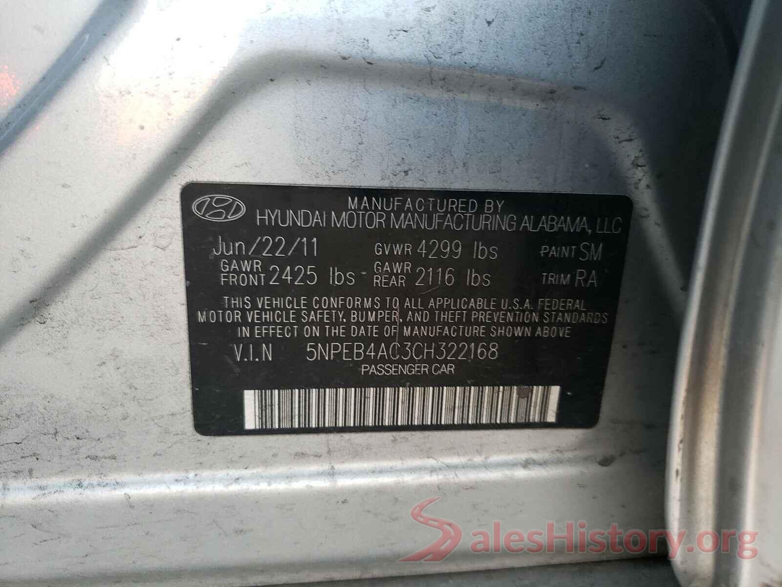 5XXGT4L34LG390977 2012 HYUNDAI SONATA