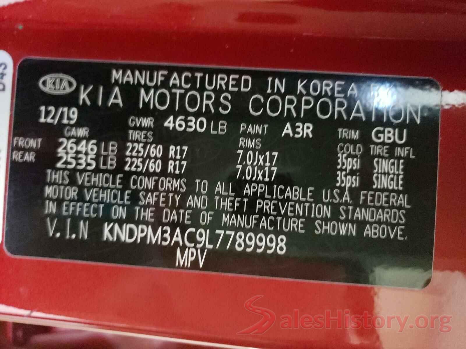 KNDPM3AC9L7789998 2020 KIA SPORTAGE