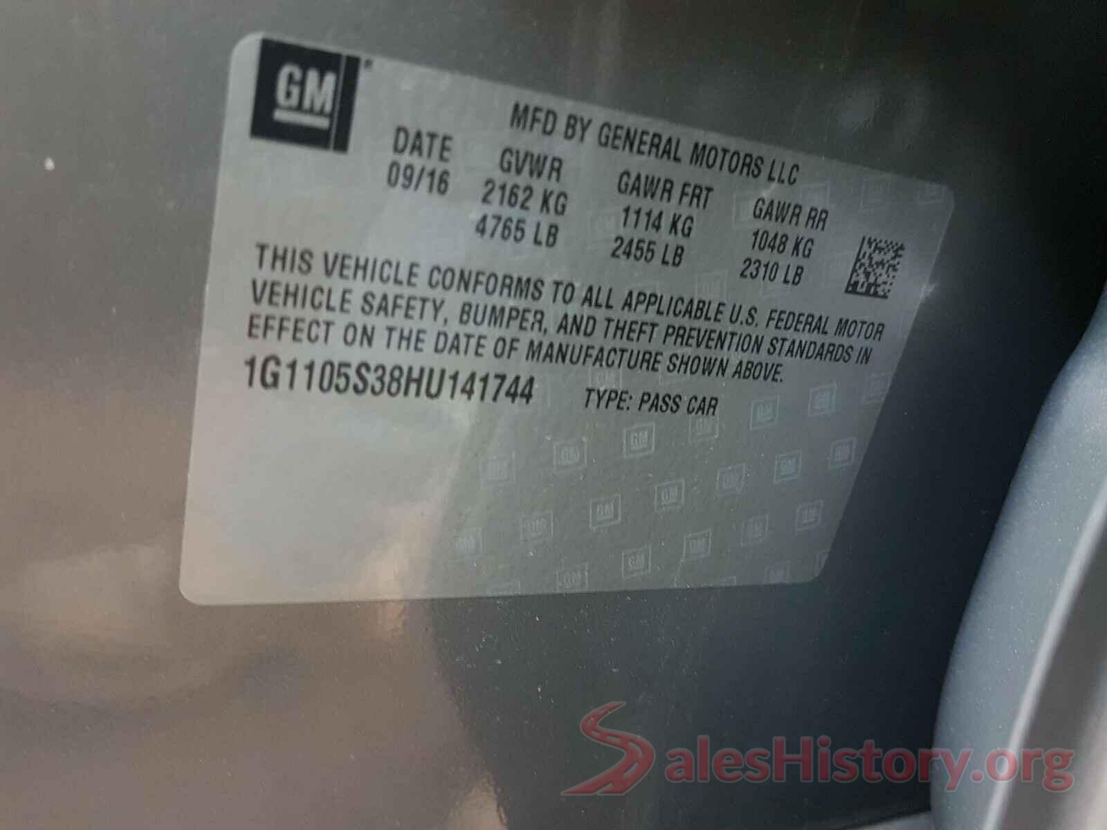 1G1105S38HU141744 2017 CHEVROLET IMPALA