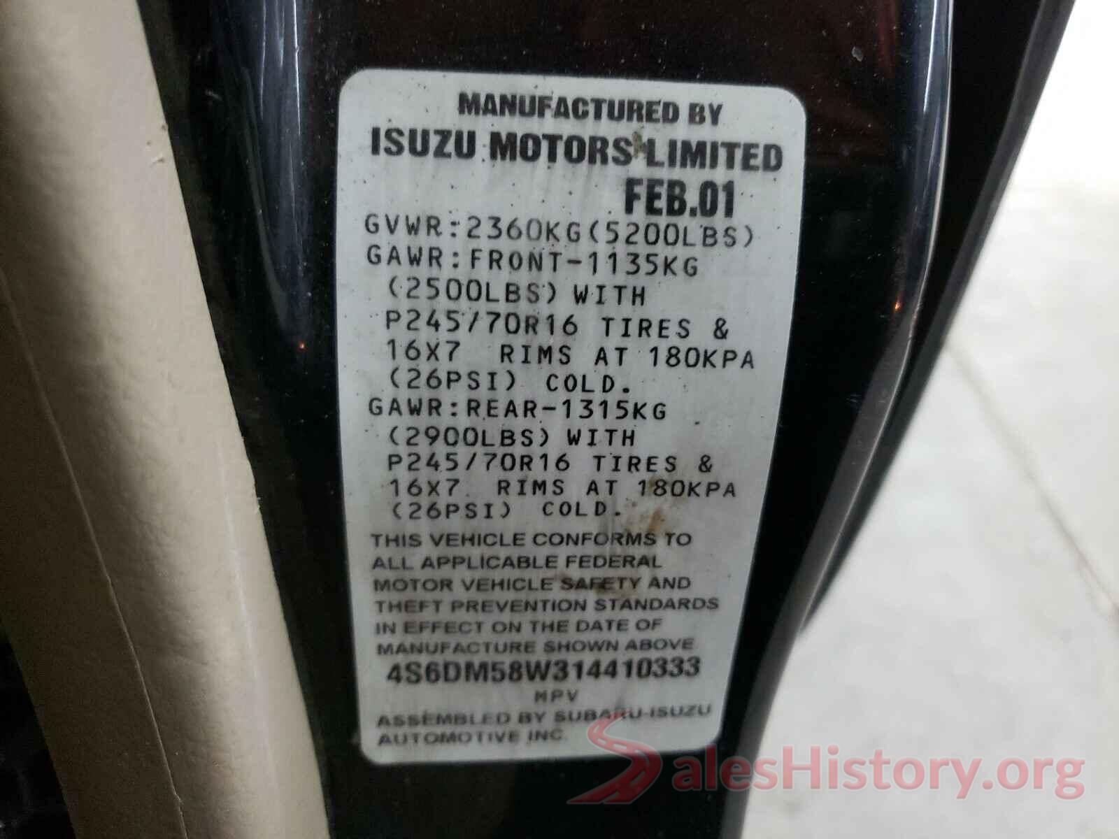 3VV3B7AX2KM012518 2001 HONDA PASSPORT