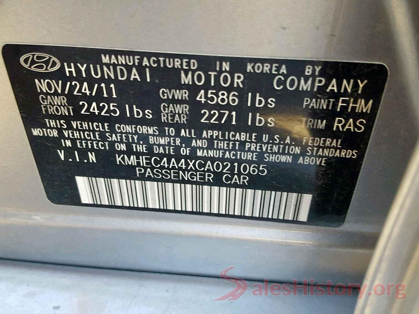 1C4AJWBG6HL506635 2012 HYUNDAI SONATA