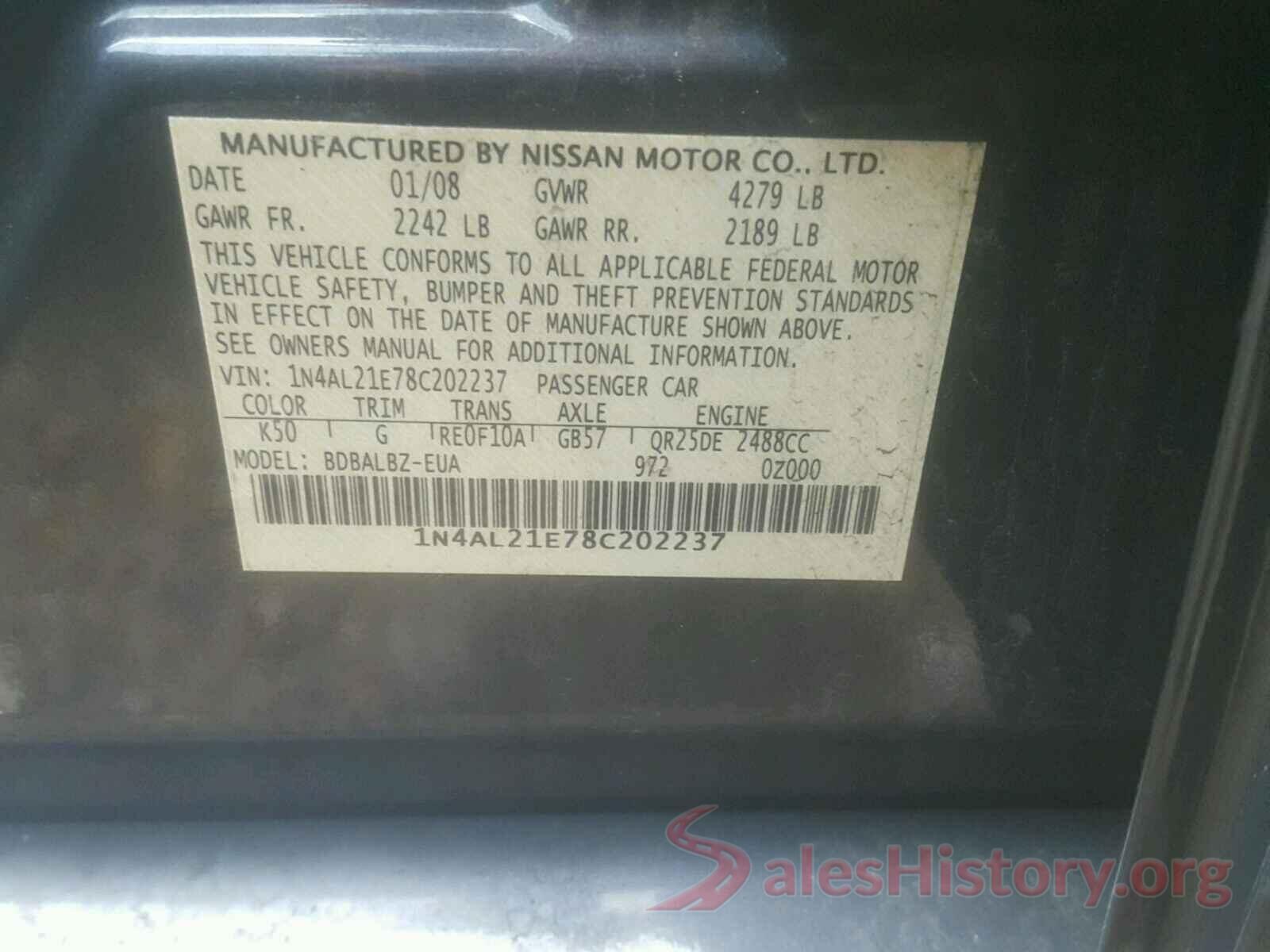 KNMAT2MT3LP504551 2008 NISSAN ALTIMA