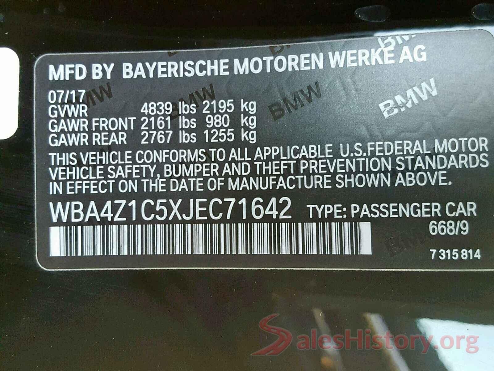 3N1AB7AP6KY408324 2018 BMW 4 SERIES