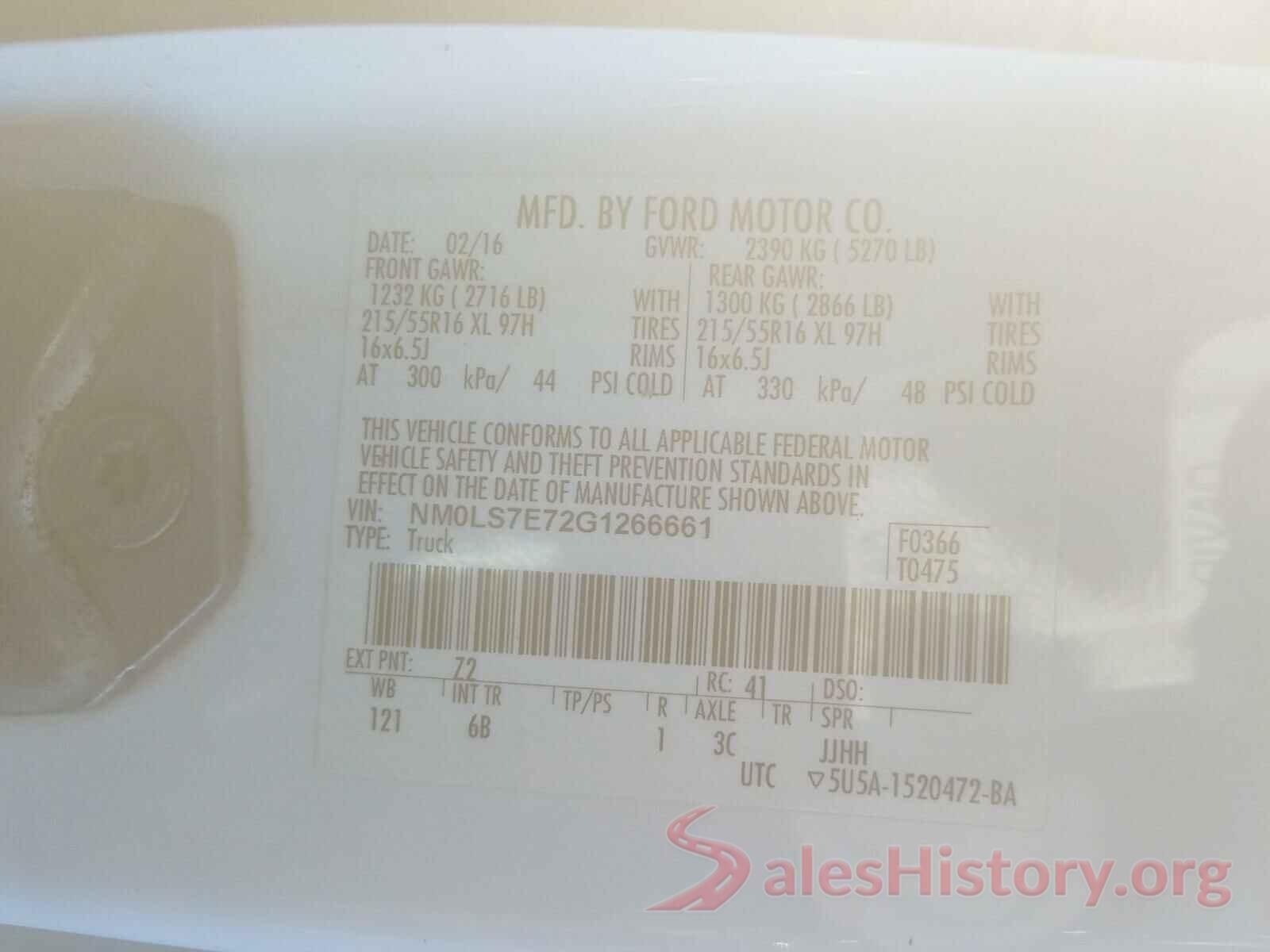 NM0LS7E72G1266661 2016 FORD TRANSIT CO