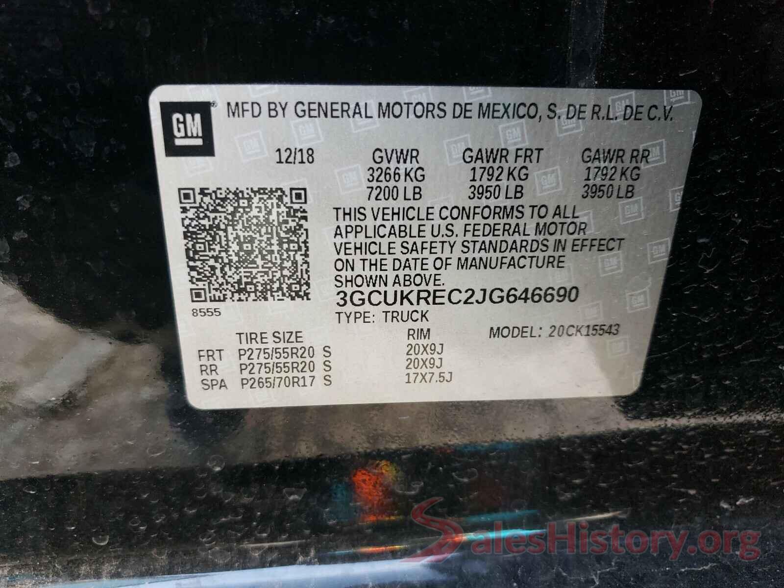 3GCUKREC2JG646690 2018 CHEVROLET SILVERADO