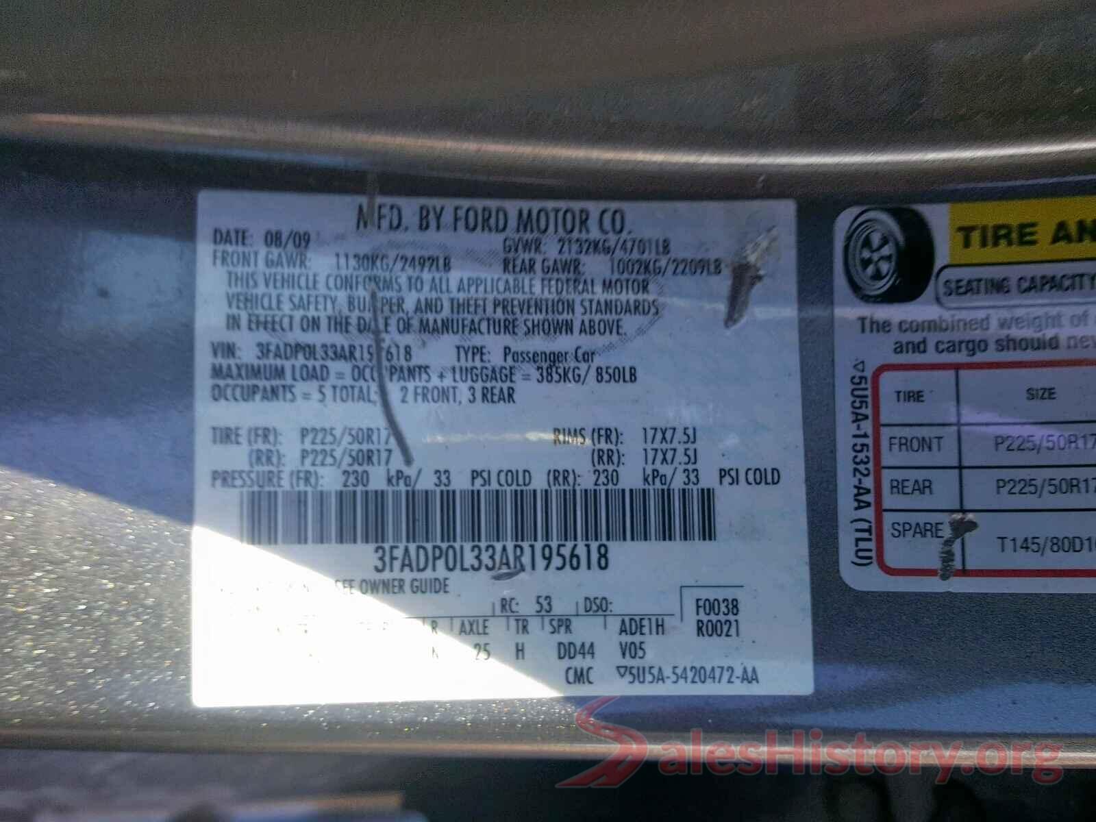 5NPE24AF7HH595213 2010 FORD FUSION