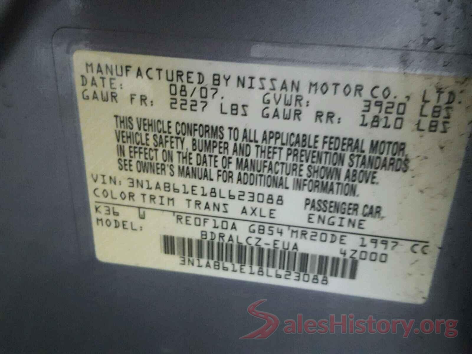 3VWC57BU0KM209937 2008 NISSAN SENTRA