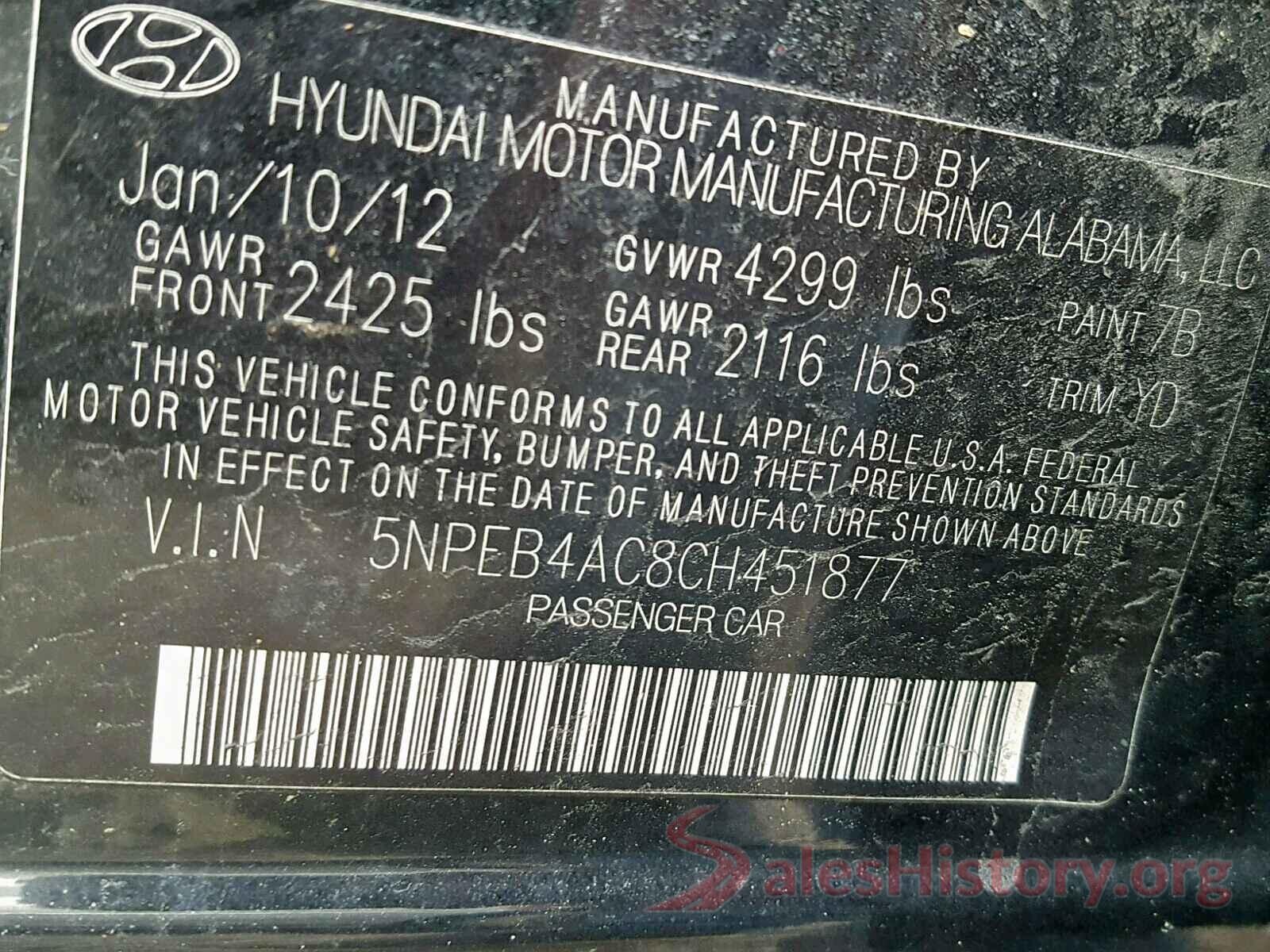 ZAM57RTA4H1236985 2012 HYUNDAI SONATA