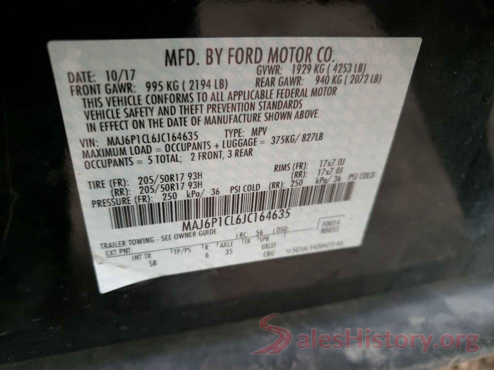 MAJ6P1CL6JC164635 2018 FORD ALL OTHER