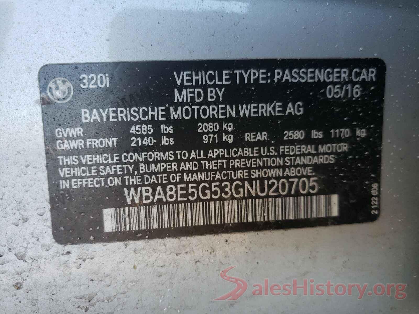 WBA8E5G53GNU20705 2016 BMW 3 SERIES