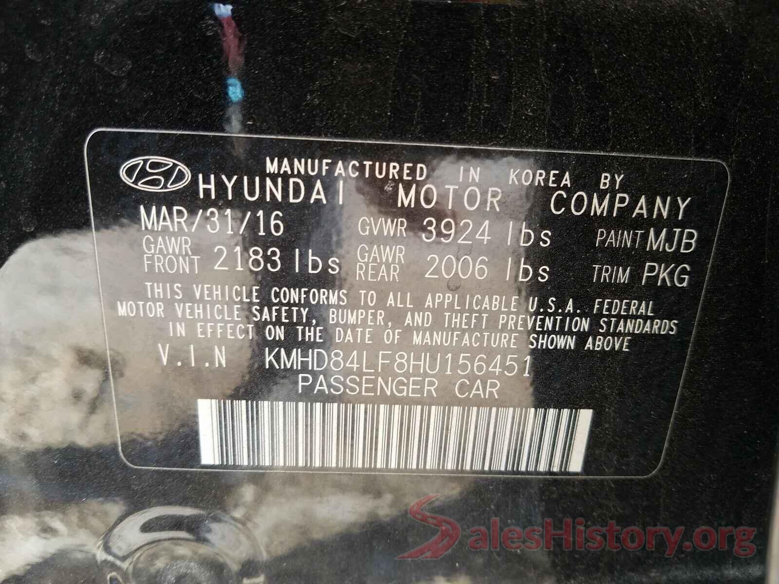 5YFP4RCEXLP028106 2017 HYUNDAI ELANTRA