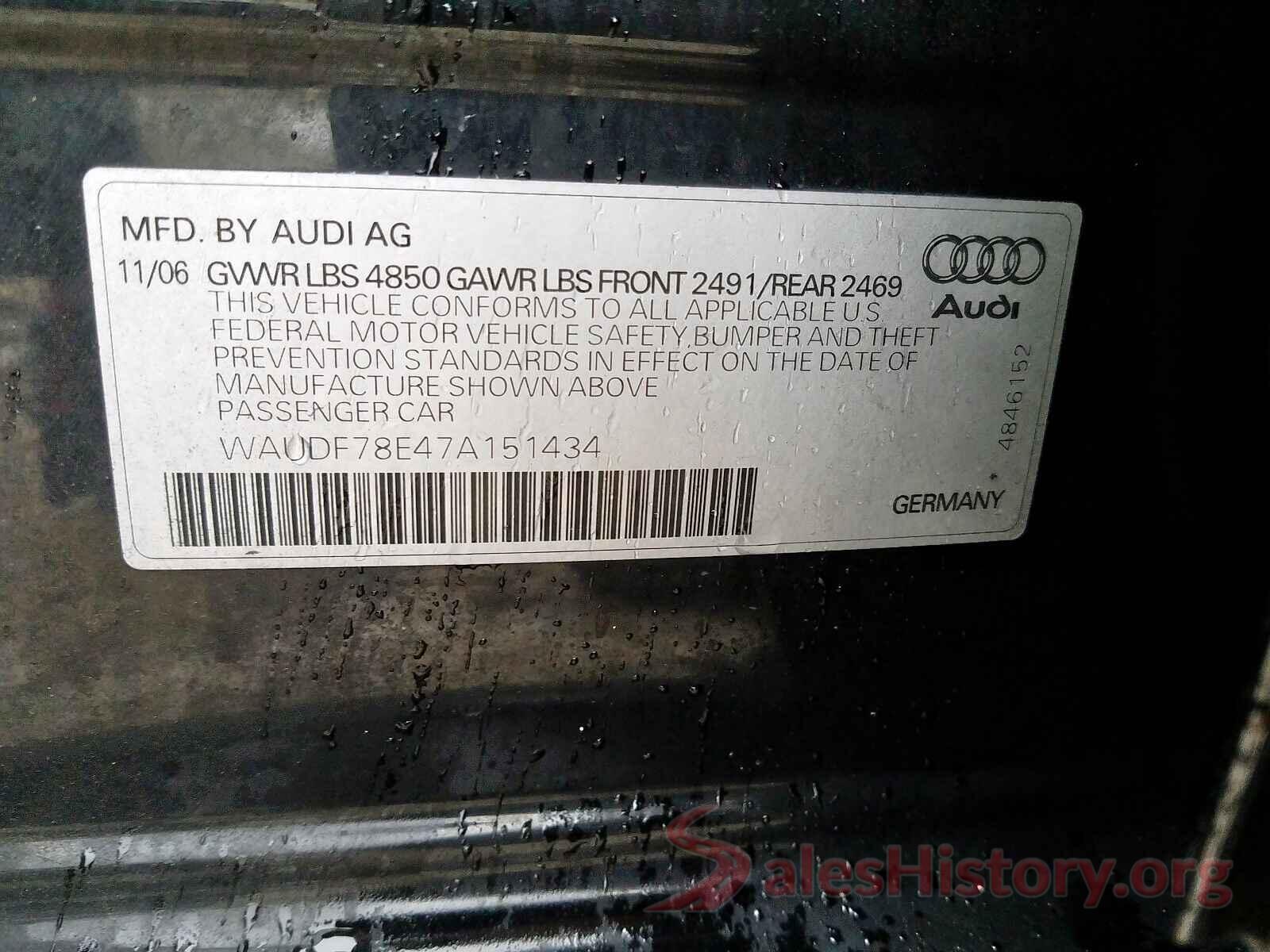 5YFVPRAE2LP099155 2007 AUDI A4