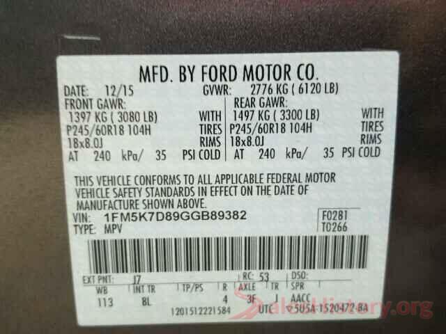 4T1BF1FK7HU654791 2016 FORD EXPLORER