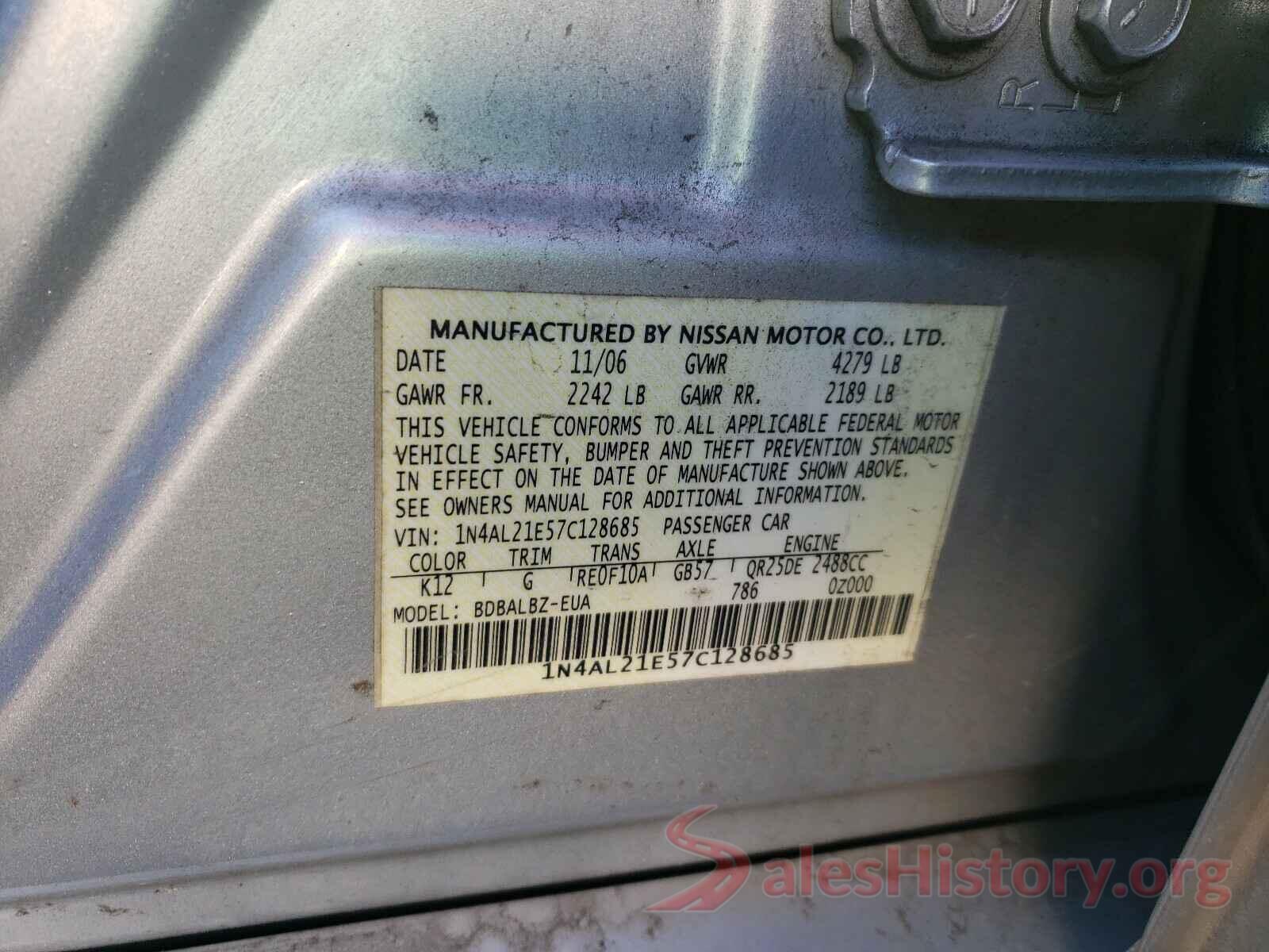 5N1AT2MT1LC738948 2007 NISSAN ALTIMA