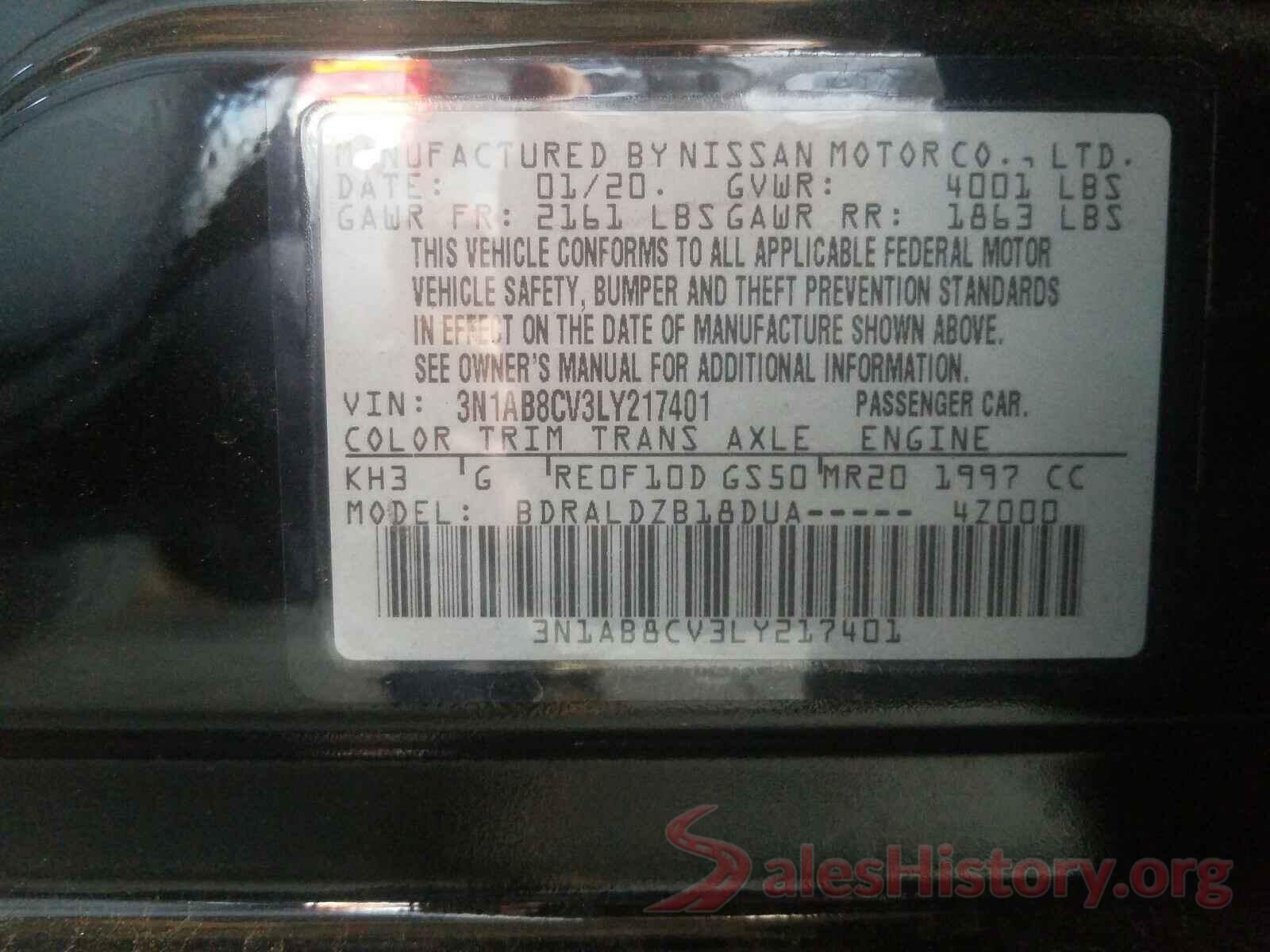 3N1AB8CV3LY217401 2020 NISSAN SENTRA