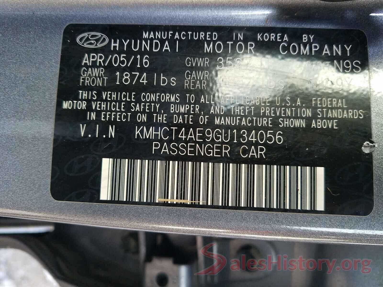 KMHCT4AE9GU134056 2016 HYUNDAI ACCENT