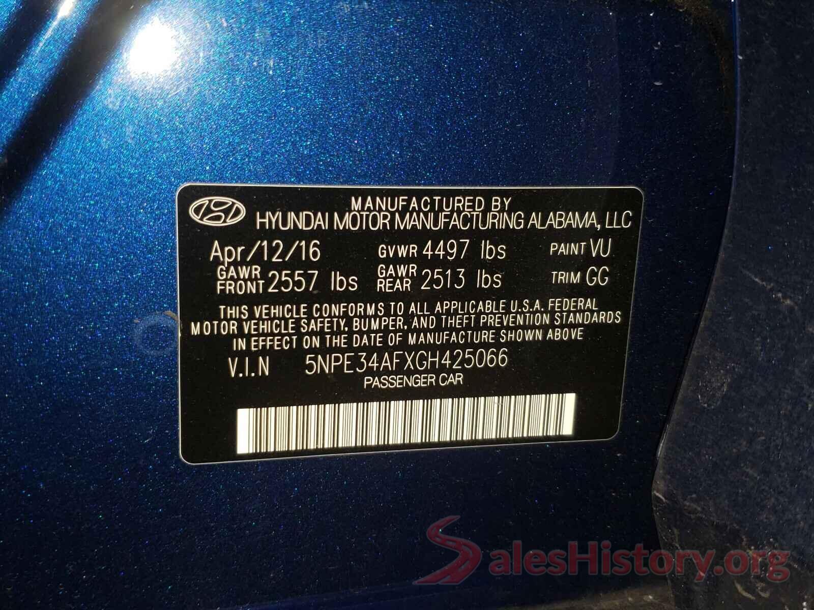 5NPE34AFXGH425066 2016 HYUNDAI SONATA