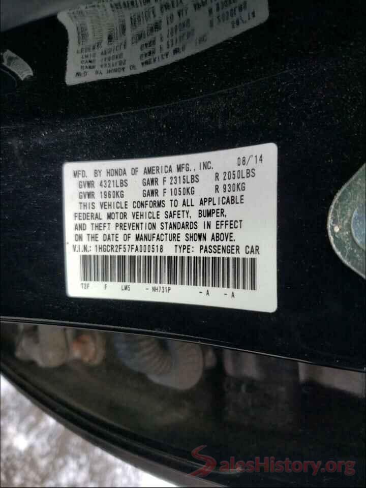 2HGFC2F64KH590731 2015 HONDA ACCORD