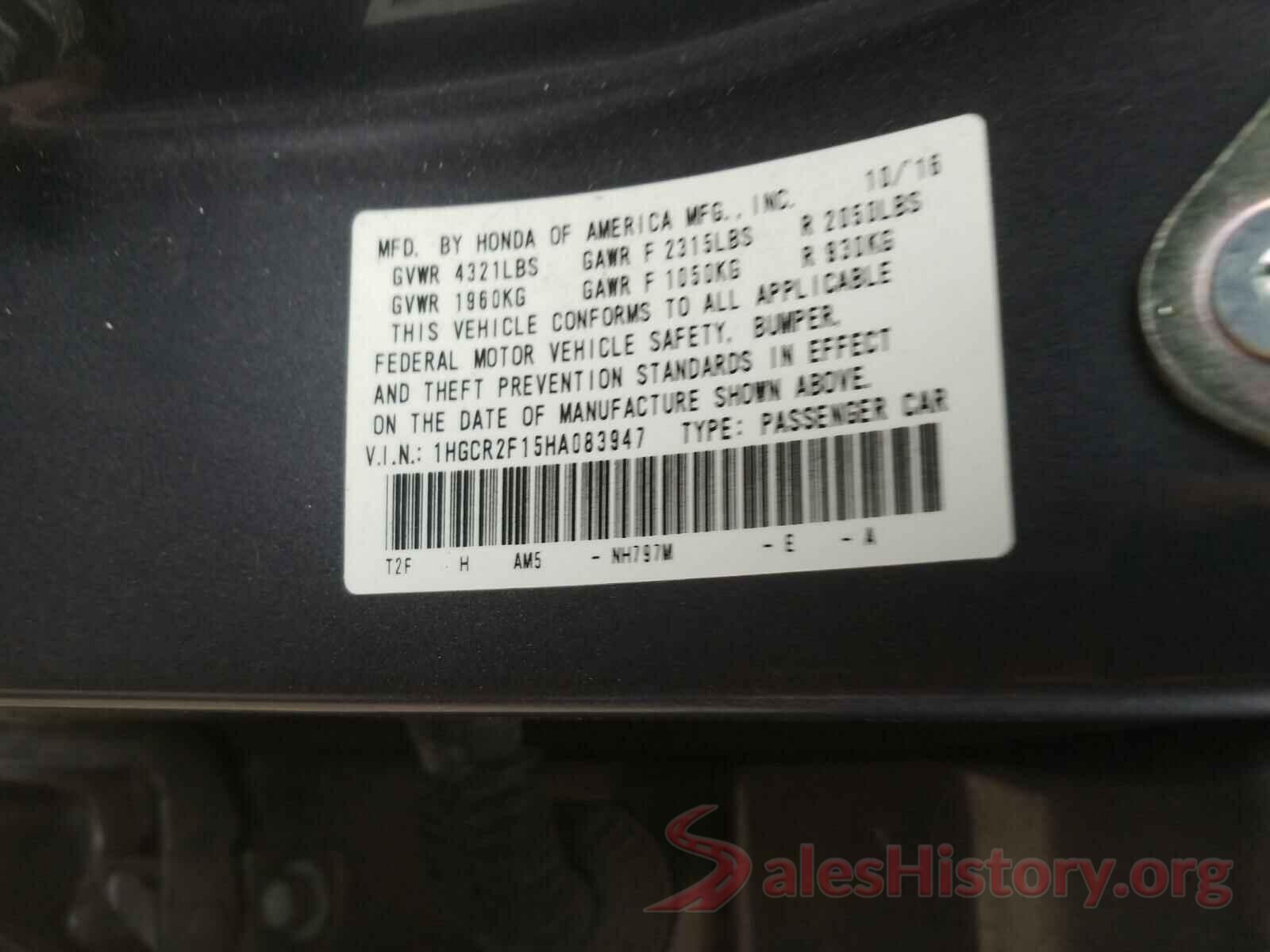 1HGCR2F15HA083947 2017 HONDA ACCORD