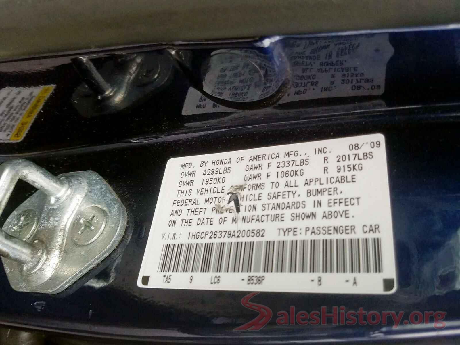 1V2MR2CA9JC503760 2009 HONDA ACCORD