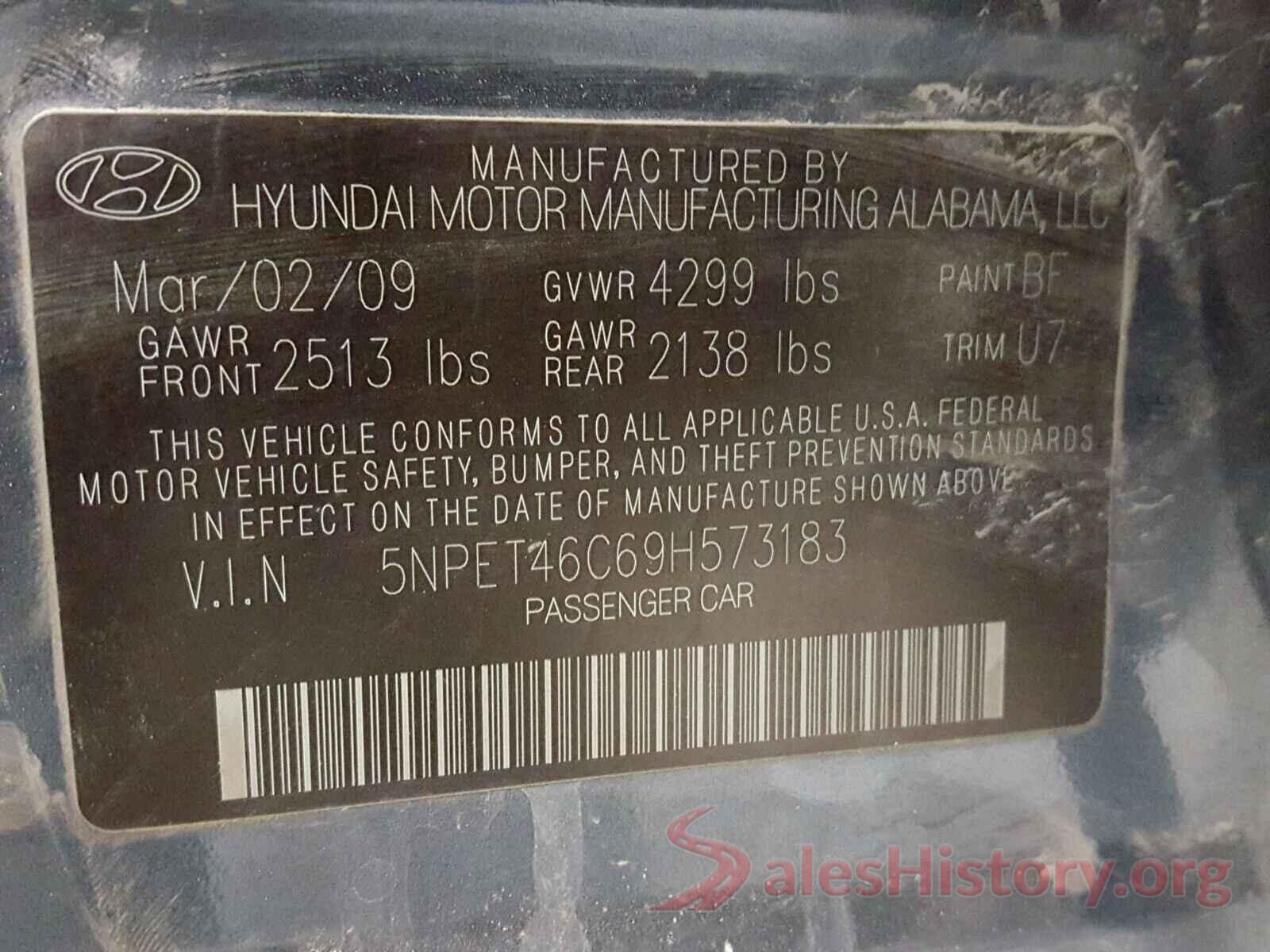 3N1AB7APXHL666495 2009 HYUNDAI SONATA