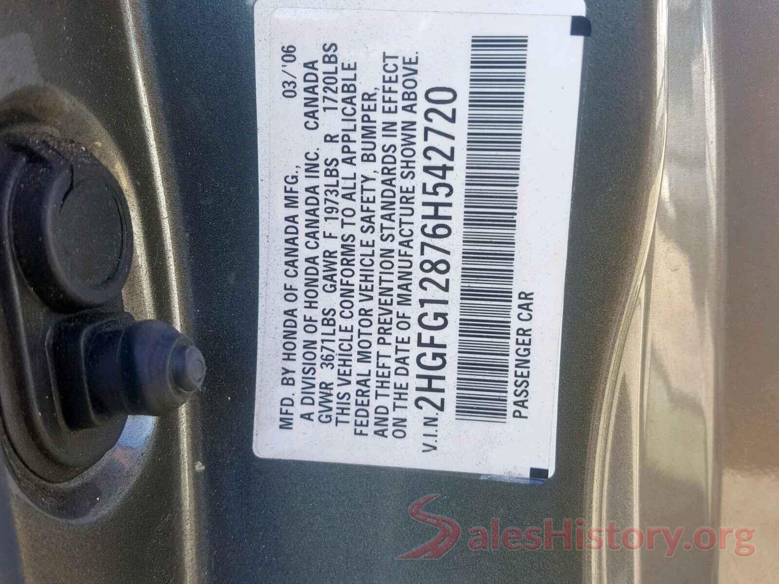 WDCTG4GB0JJ383256 2006 HONDA CIVIC