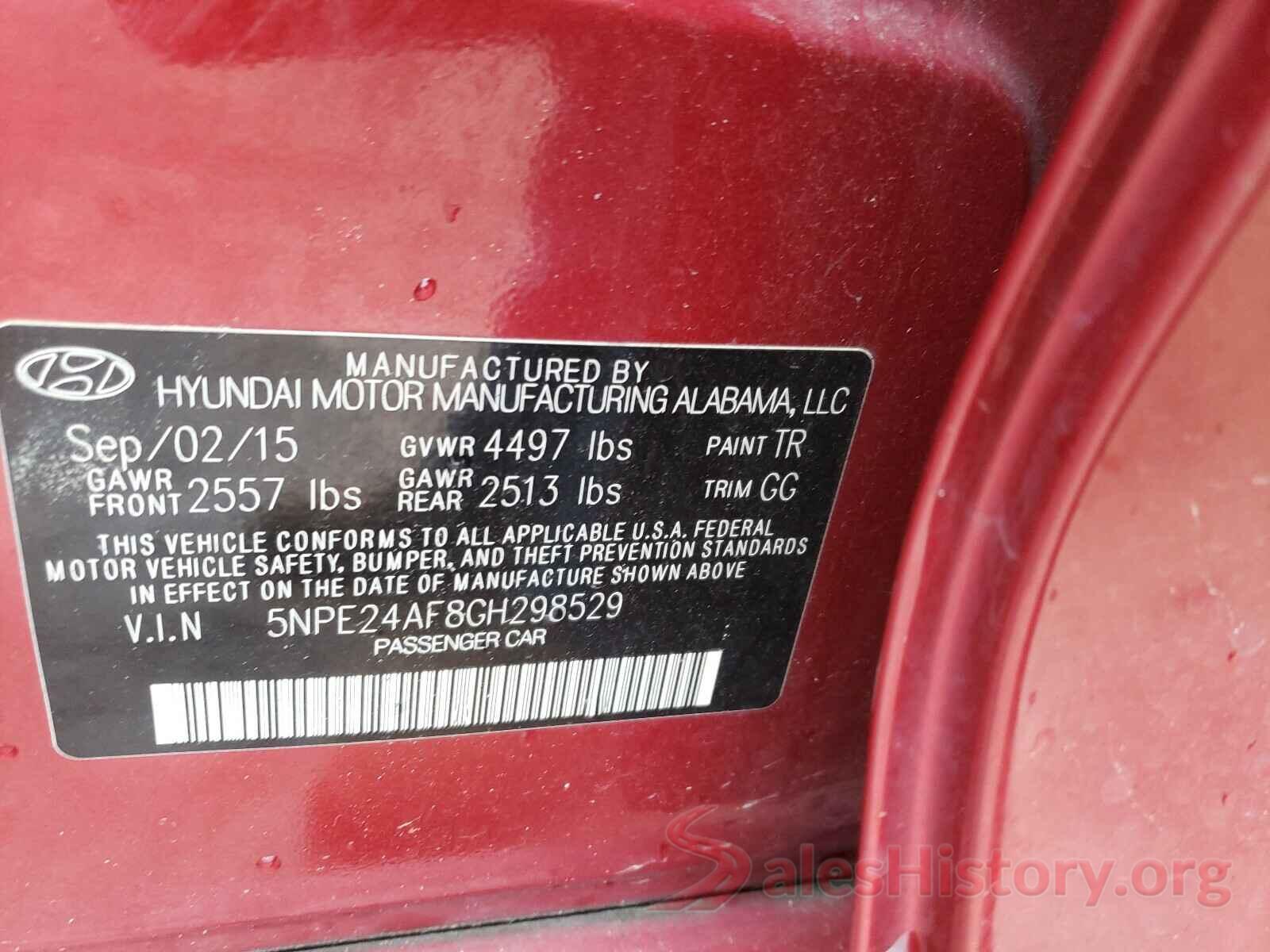 5NPE24AF8GH298529 2016 HYUNDAI SONATA