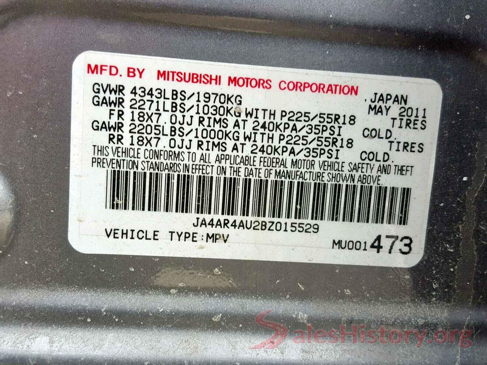 JTNKARJE5HJ539302 2011 MITSUBISHI OUTLANDER