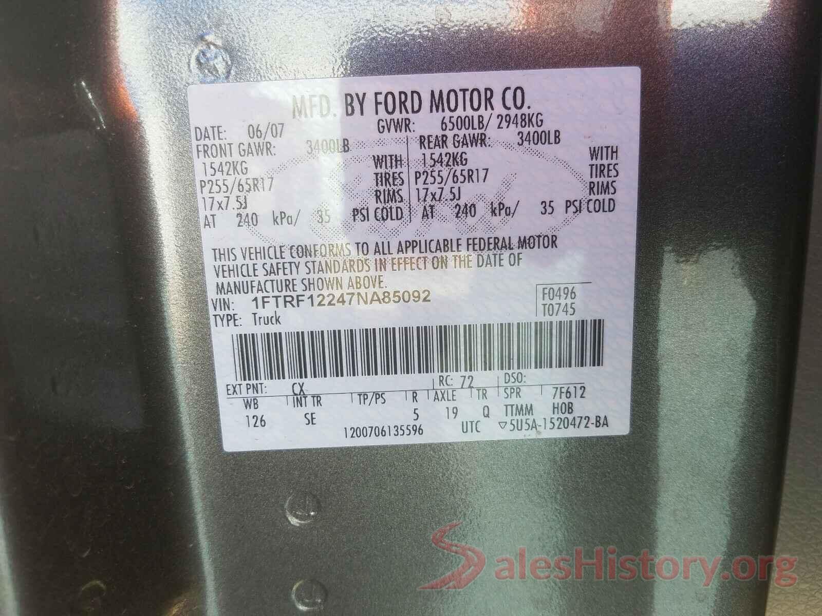 1N6AD0EV3GN781278 2007 FORD F150