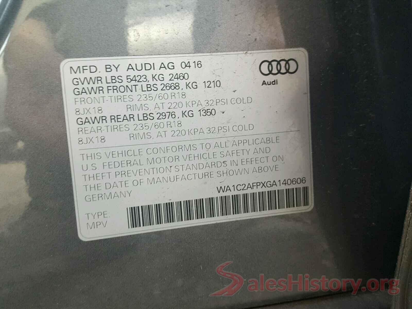 4S4BTACC0L3138728 2016 AUDI Q5