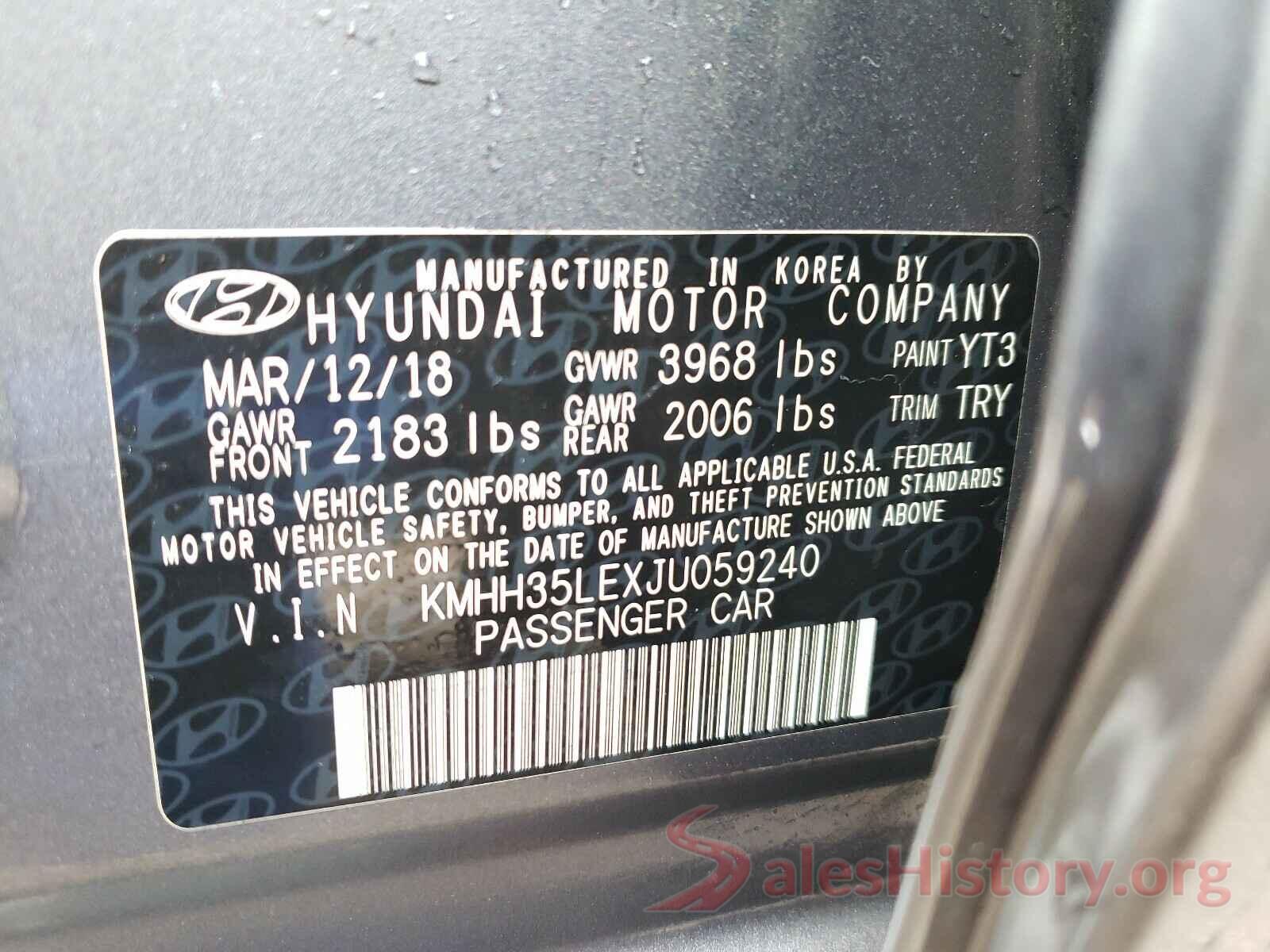 KMHH35LEXJU059240 2018 HYUNDAI ELANTRA