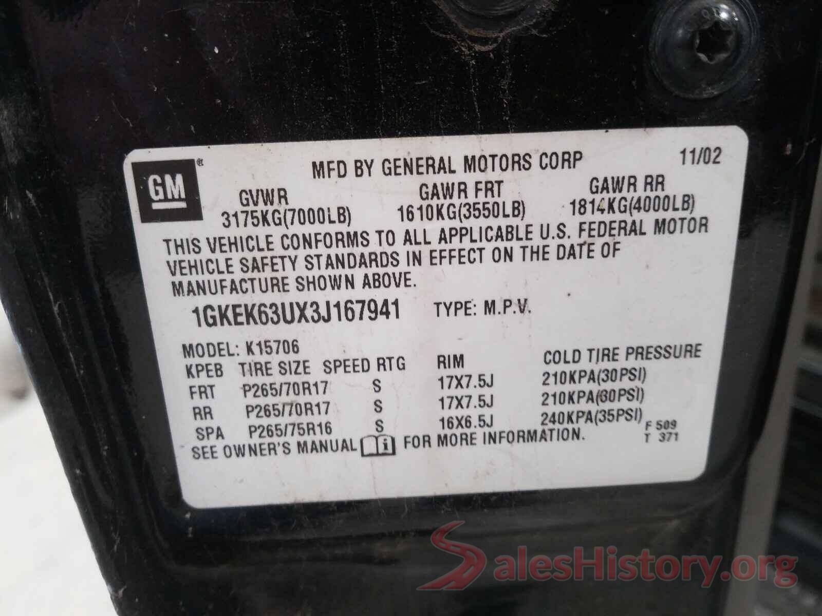 4T1G11AK2MU555365 2003 GMC YUKON