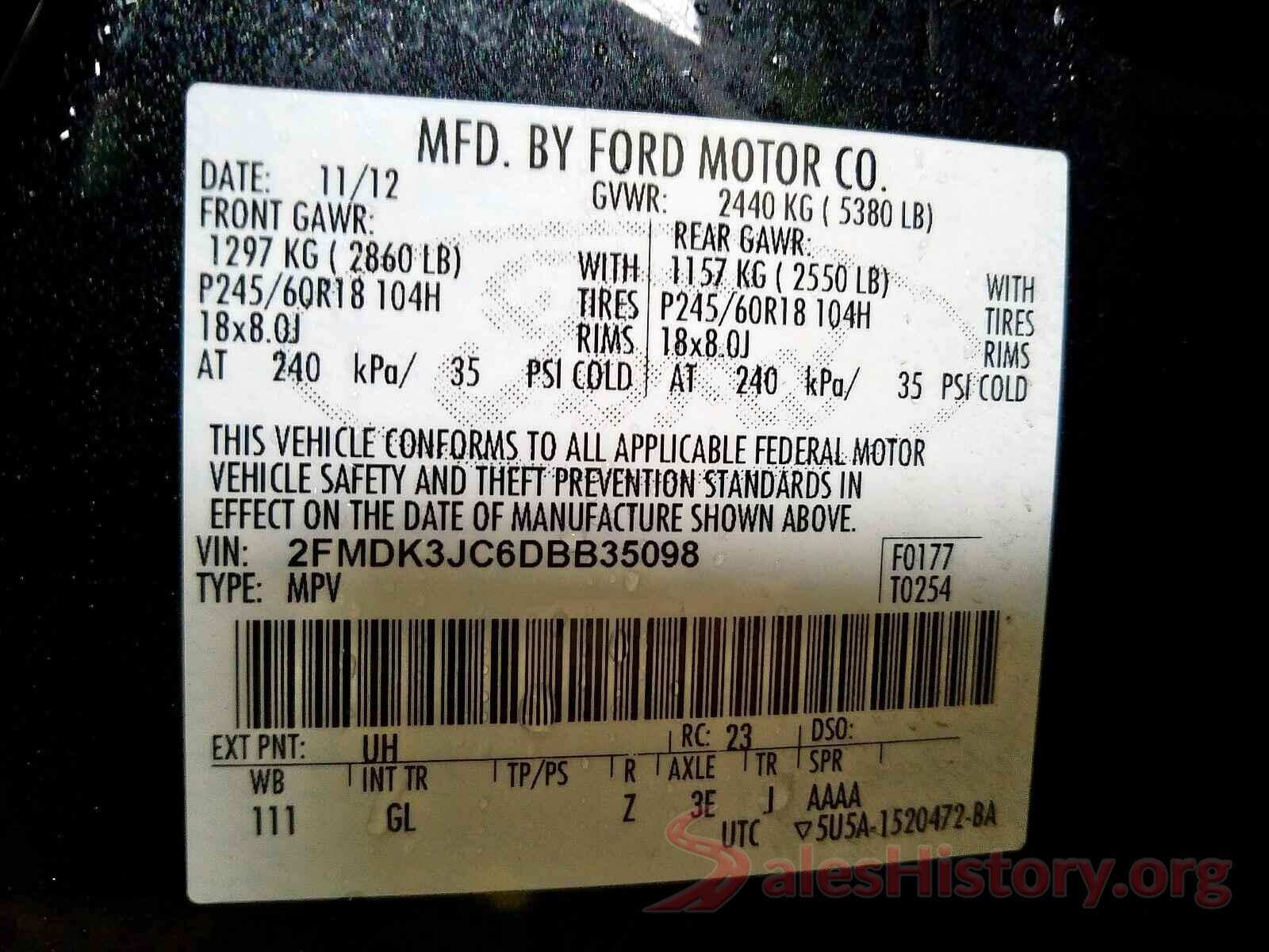 JF2GPABC3G8223248 2013 FORD EDGE