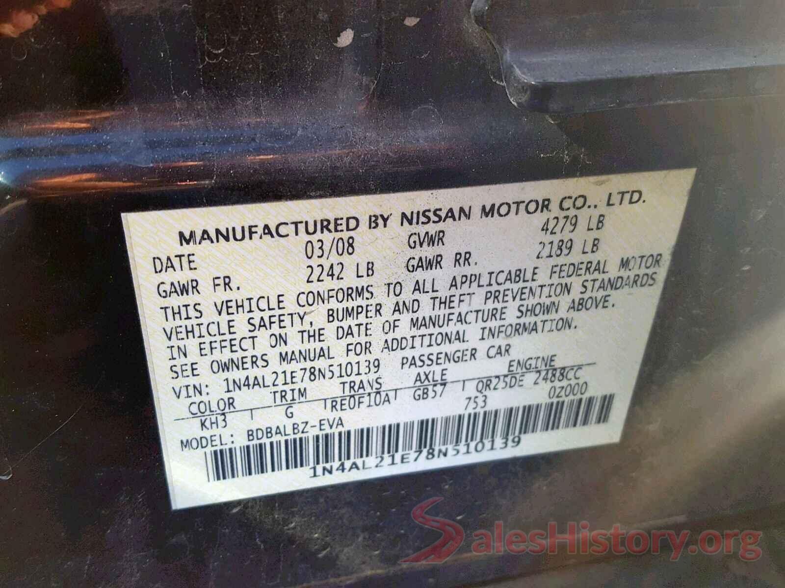 4T1BF1FK1GU161719 2008 NISSAN ALTIMA